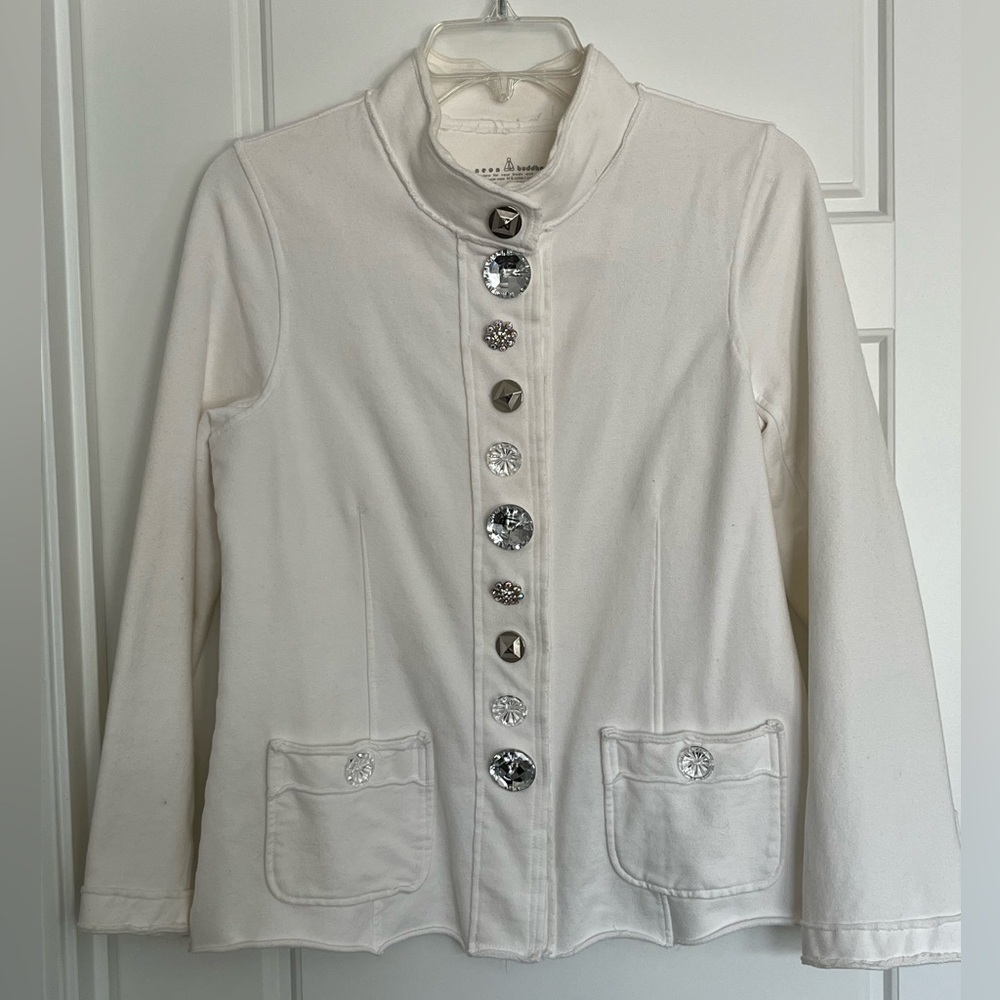 Neon Buddha Artsy Boho Eclectic Buttons Cotton Spandex Jacket Small Sparkle